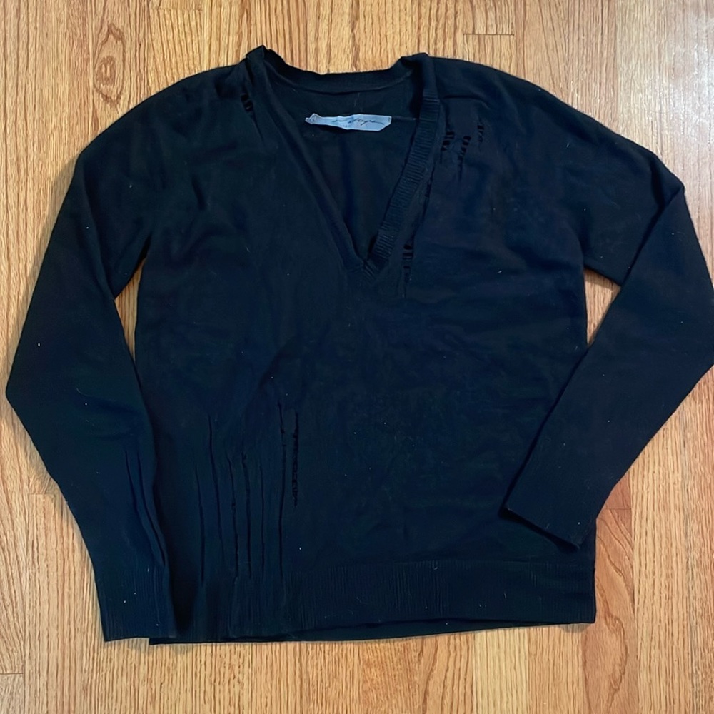 Raquel Allegra Black V-Neck Sweater - wool and cashmere. Gorgeous and soft!